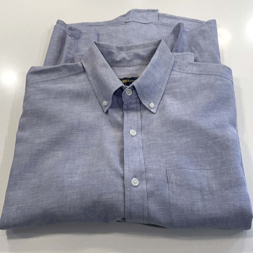 Club Room Button Collar Linen Oxford Medium
